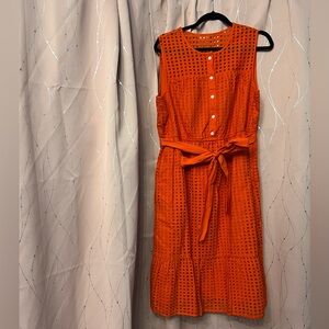 J. Crew Vibrant Orange Eyelet Dress